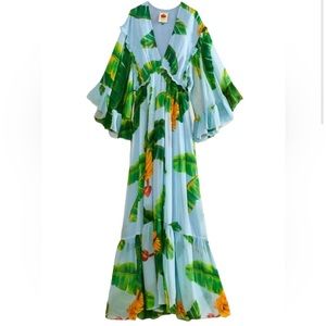NWT Farm Rio Banana Leaves Maxi Dress